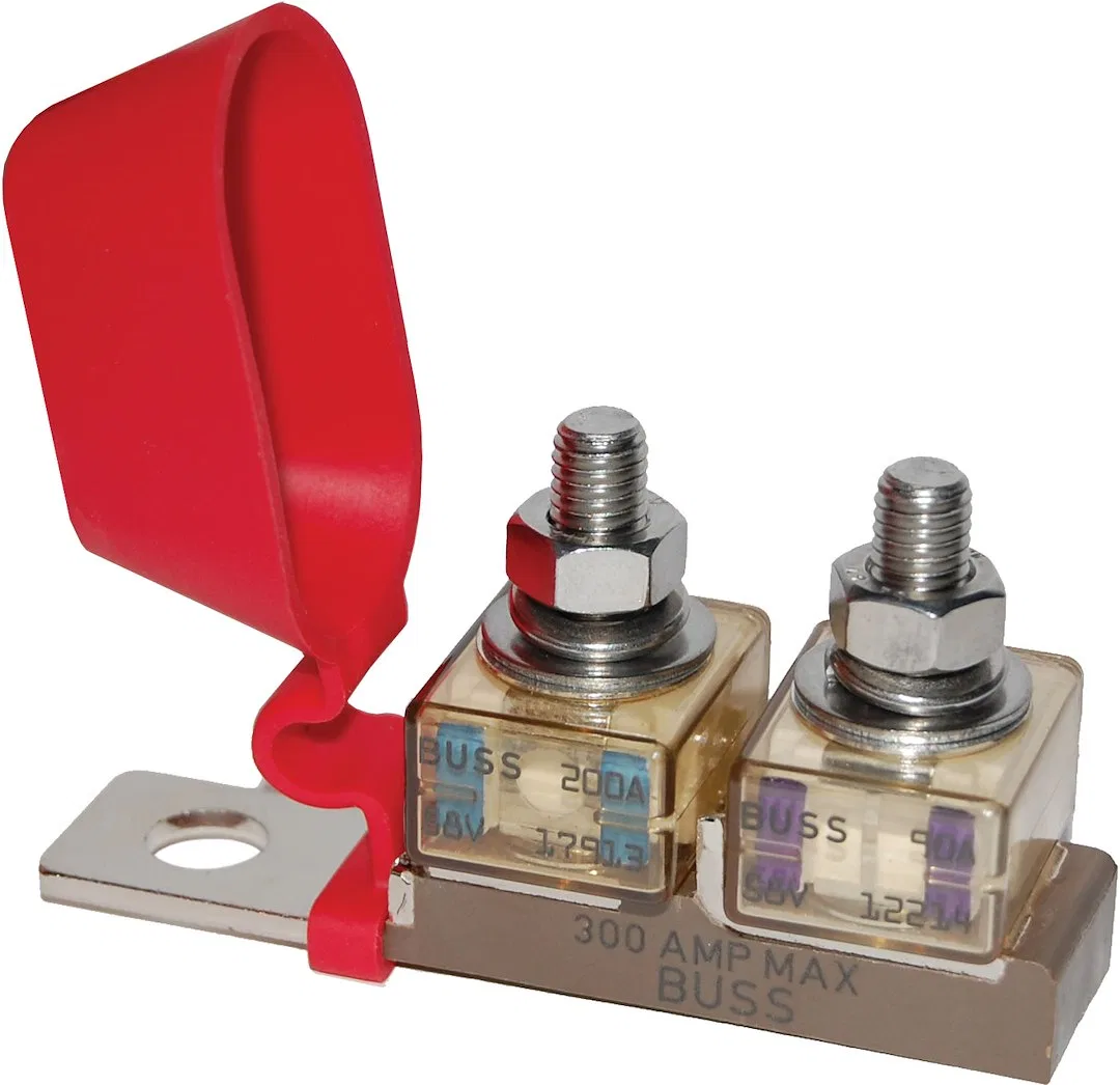 2151-BSS – BLUE SEA Fuse Block, 58 Volts DC 300 Amp Uses Dual MRBF Terminal Fuse With Protective Cover